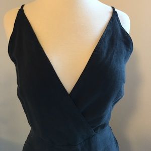 Forever 21 faux wrap dress in black linen